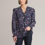 Blusa de cuello redondo con estampado de cachemir, manga larga