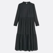 Vestido largo de voile de algodón bordado, de manga larga
